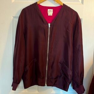 💯 Silk Bomber Jacket Plum reversible women possibly L or XL
